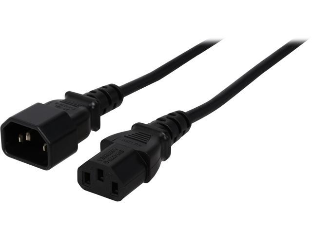 Rosewill RCPC-14012 - 12-Foot 18 AWG Computer Power Cord Extension Cable with 3-Conductor PC / Monitor Male-to-Female Connectors (C13/C14) - Black