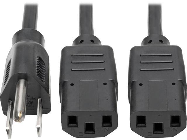 Tripp Lite Universal Power Extension Cord Y Splitter Cable (NEMA 5-15P to 2x IEC-320-C13), 6-ft. (P006-006-2)
