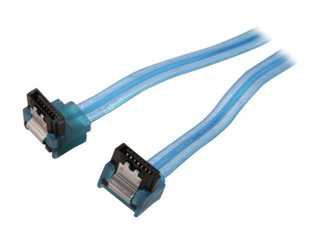OKGEAR 18" SATA 6 Gbps Cable, Right Angle to Right Angle W/ Metal Latch, UV Blue, Backward Compatible 3 Gbps and 1.5 Gbps