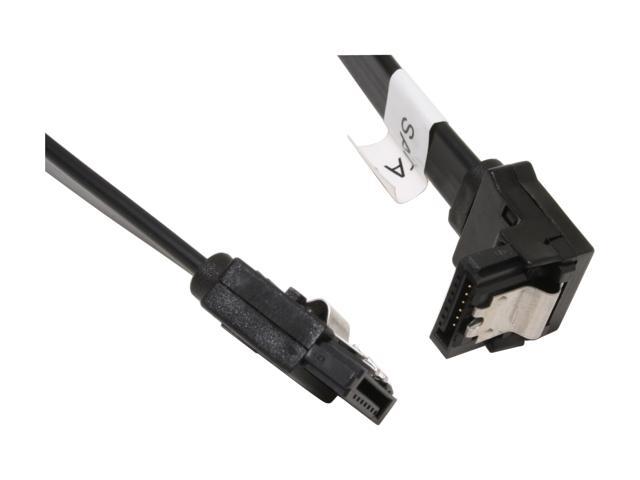OKGEAR 10" SATA 6Gbps Cable, Straight to Right Angle W/ Metal Latch, Black, Backward Compatible with 3 Gbps and 1.5 Gbps