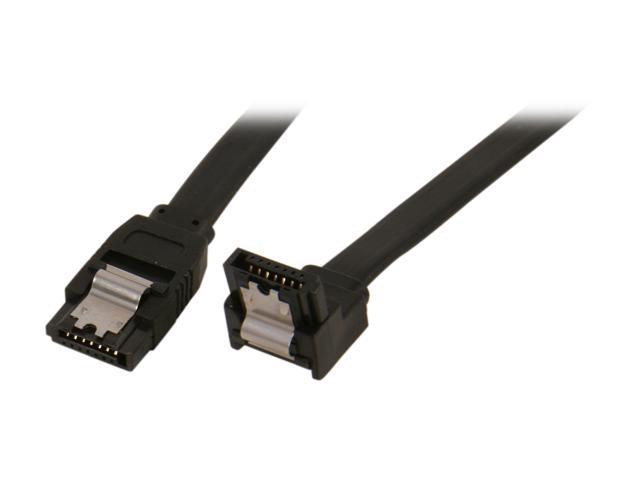 OKGEAR 24" SATA 6 Gbps Cable, Straight to Right Angle W/Metal Latch, Black, Backward Compatible with 3 Gbps and 1.5 Gbps
