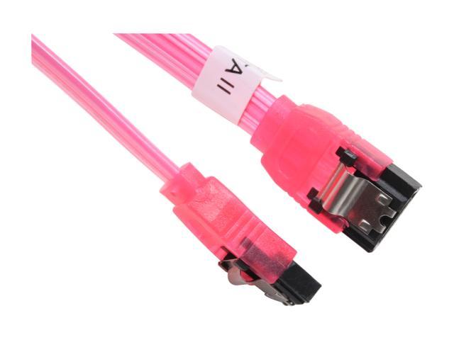 OKGEAR 36" SATA 6 Gbps Cable W/ Metal Latch, Straight to Straight, UV  Red , Backward Compatible with 3 Gbps and 1.5 Gbps