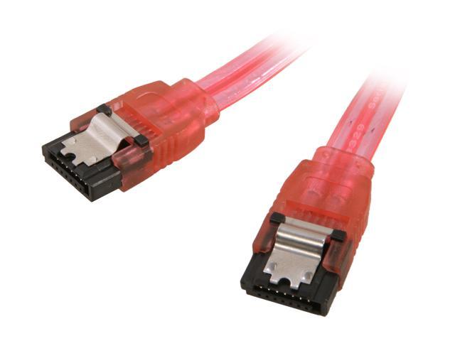 OKGEAR 6" SATA 6 Gbps Cable, Straight to Straight W/ Metal Latch, UV  Red, Backward Compatible with 3 Gbps and 1.5 Gbps