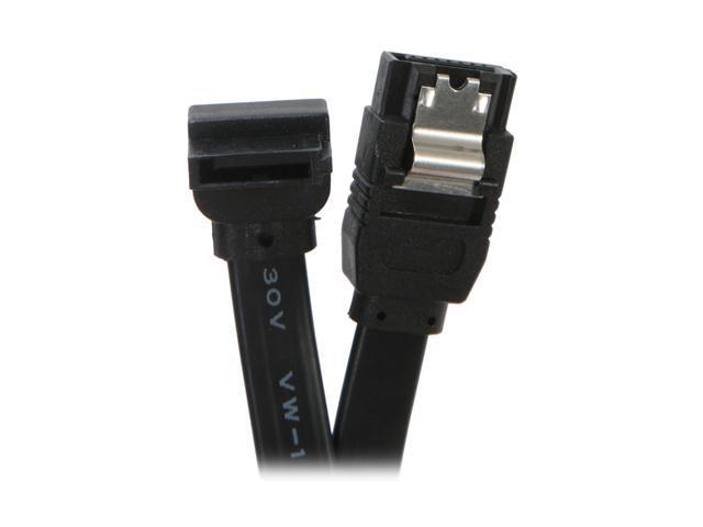 OKGEAR 24" SATA 6 Gbps Cable, Straight to Left Angle W/ Metal Latch, Black, Backward Compatible 3 Gbps and 1.5 Gbps