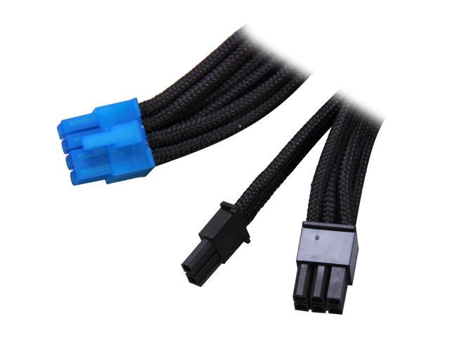 6+2 SilverStone Black Sleeved PSU Cable for One PCI-E 8pin PP06B-2PCIE55 