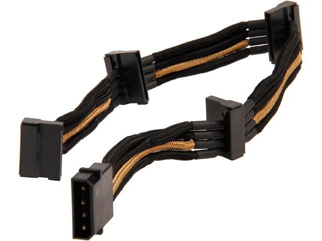 Silverstone PP07-BTSBG Sleeved Extension Power Supply Cable with 1 x 4pin to 4 x SATA Connectors