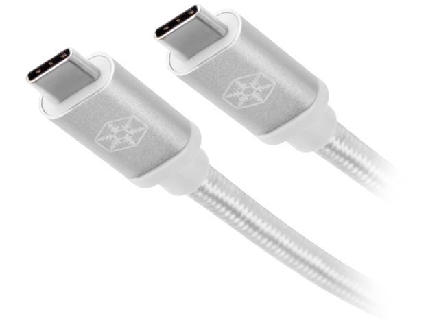 Silverstone CPU06S-1000 Silver USB 3.1 Gen 2 Type-C to Type-C with E-marker IC and support PD function cable,1 meter, Nylon Braided