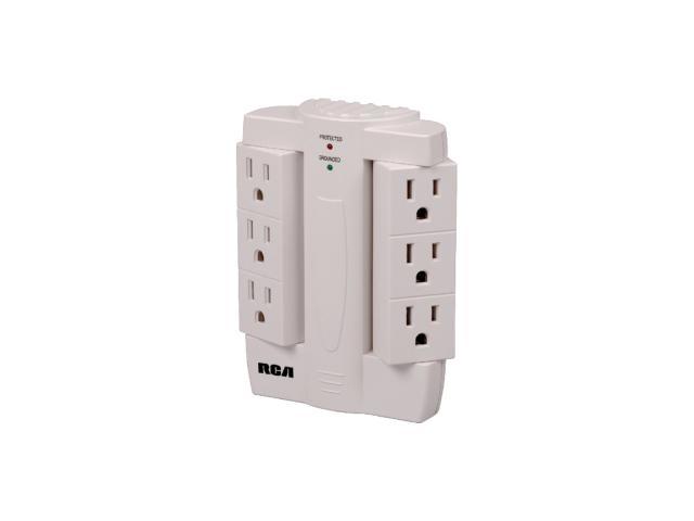 RCA PSWTS6R 6 Outlets 2100 J Wall Tap Surge Protector with 6 Swivel Outlets
