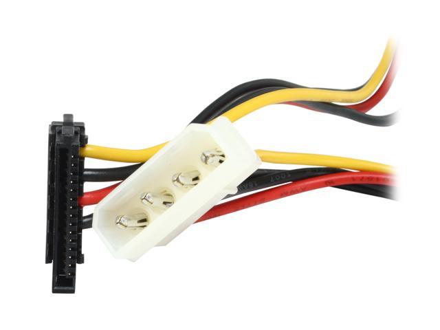 SYBA SY-CAB40018 1 ft. Molex 4-Pin to 2 x 15-Pin Right Angle SATA Power Cable