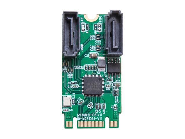 SYBA SI-ADA40126 M.2 B+M Key 22x42 PCIe To 2 Port SATA III RAID Adapter ...