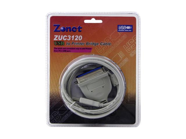Zonet Model ZUC3120 5 ft. USB to Parallel Cable
