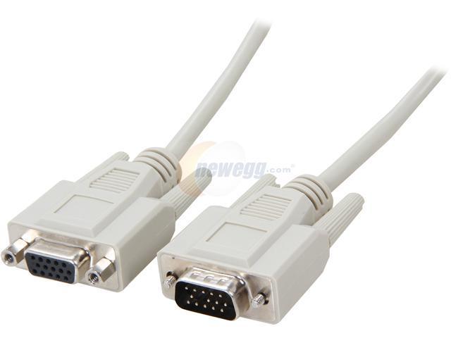 C2G 02719 Economy HD15 SVGA Male to SVGA Female Monitor Extension Cable, Beige (15 Feet, 4.57 Meters)