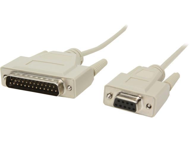 C2G 03020 DB25 Male to DB9 Female Serial RS232 Null Modem Cable, Beige (10 Feet, 3.04 meters)