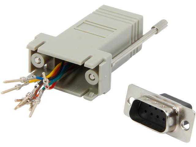 C2G 02945 RJ45 to DB9 Male Serial RS232 Modular Adapter, Gray