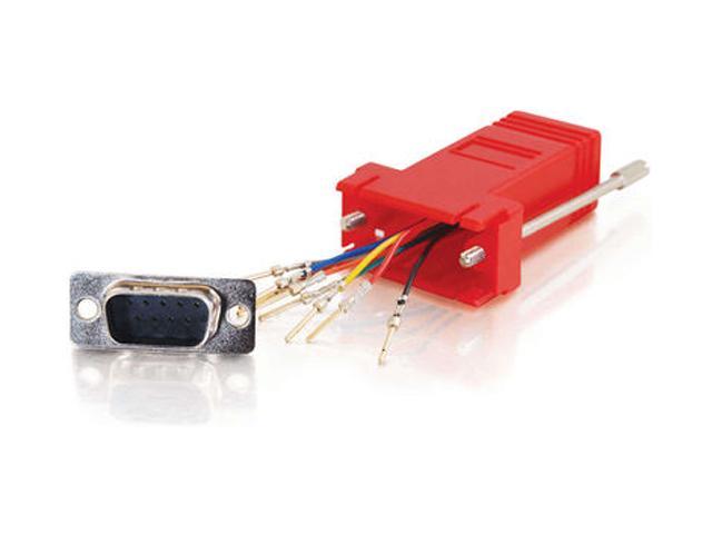 C2G 02949 RJ45 to DB9 Male Serial RS232 Modular Adapter, Red