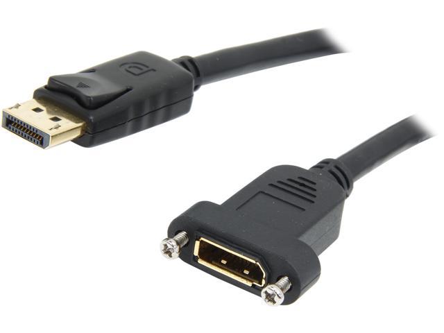 StarTech.com DPPNLFM3 3 ft. Black DisplayPort Male to DisplayPort Female DisplayPort Panel Mount Cable - F/M Male to Female