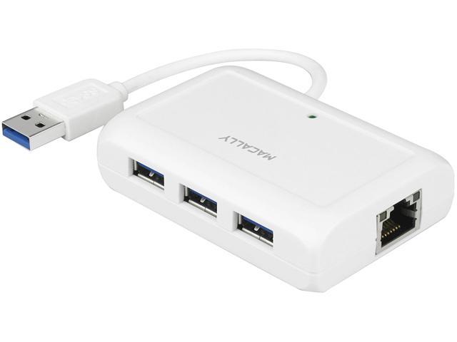 macally U3HubGB 3-port USB3.0 Hub Plus Gigabit Ethernet Port - Mac & Pc Compatible