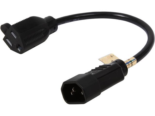 1ft 3 prong Female to Male Power Adapter Cable/Cord IEC-320 C13 to C14 125V 10A