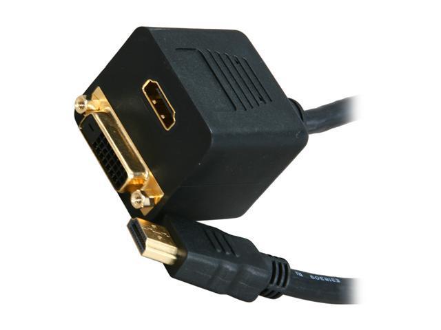 BYTECC BTA-30 11.81 in. (30cm) Black HDMI Female & DVI-D(Dual link) Female with Nuts to HDMI Male Adaptor