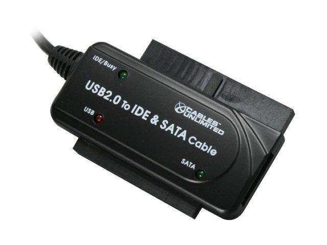 CABLES UNLIMITED USB-2110 USB 2.0 to IDE/SATA Adapter Cable w/ Power