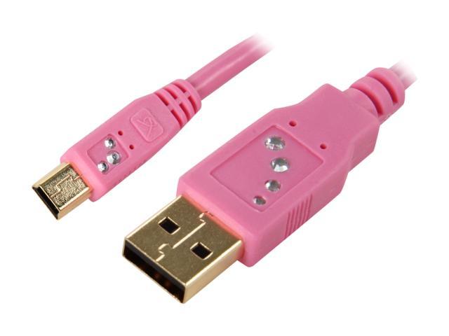 Ka-Bling USB-1255-02MP Pink High-Speed USB 2.0 Gold Connector Mini5 Cable