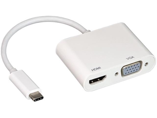 Nippon Labs USB 3.1 Type-C to HDMI + VGA Adapter, White, Type-C ...