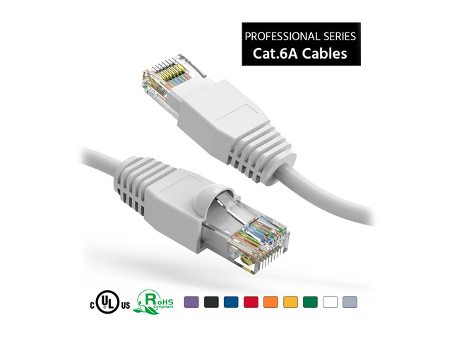 0.5-50FT Cat6A RJ45 Slim Ethernet Patch Cable – 28AWG Pure Copper UTP White