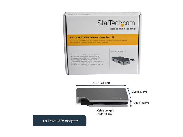 StarTech.com CDPVDHDMDPSG USB-C Multiport Video Adapter - Aluminum - USB Type C to VGA / 4K HDMI/Mini DisplayPort/DVI - USB C Adapter - Space Gray