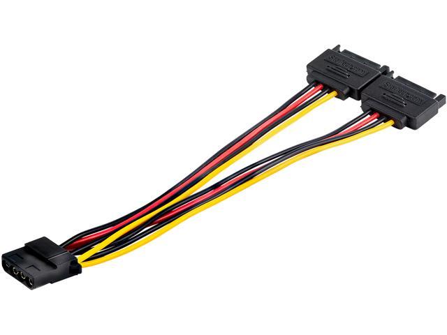 4-pin Molex Male to Dual Female Power Splitter Y Cable 8" Inch 20 cm 