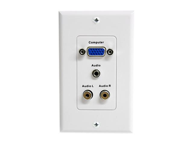 StarTech.com VGAPLATERCA 15-Pin Female VGA Wall Plate with 3.5mm and RCA -White