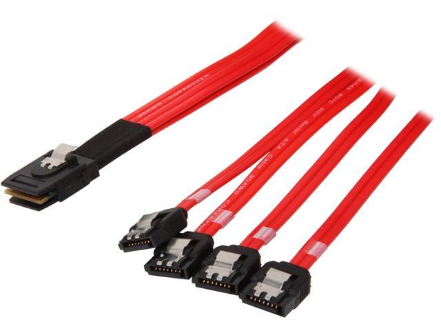 StarTech.com Model SAS8087S4100 39.4" (1m) Serial Attached SCSI SAS Cable - SFF-8087 to 4x Latching SATA