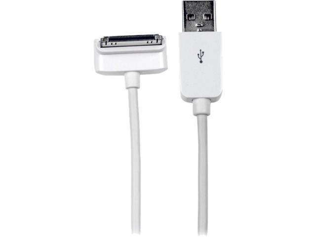 StarTech.com USB2ADC1MD White Down Angle Apple 30-pin Dock Connector to USB Cable for iPhone / iPod / iPad with Stepped Connector