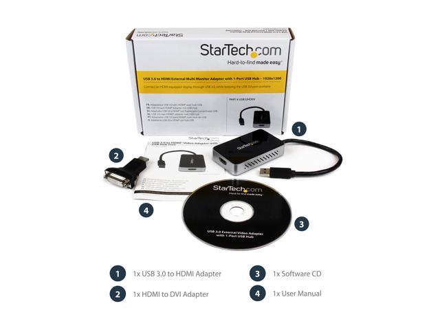 StarTech.com USB32HDEH USB 3.0 to HDMI External Video Card Adapter - 1 Port  USB Hub - 1080p - External Graphics Card for Laptops - USB Video Card