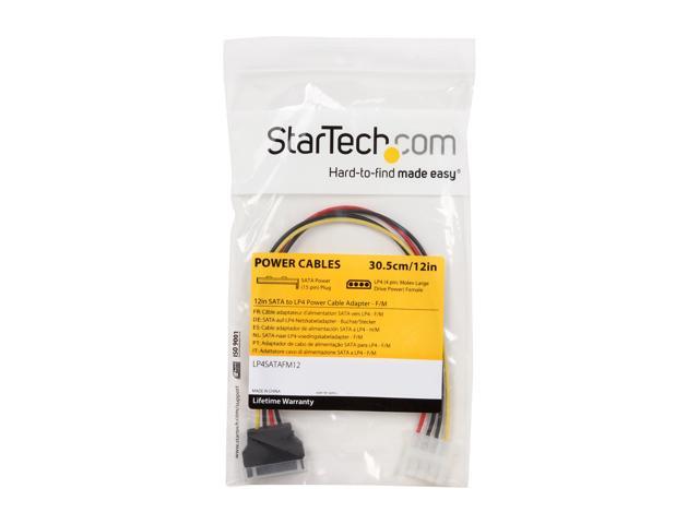 StarTech.com LP4SATAFM12 1 ft. SATA to Molex LP4 Power Cable Adapter ...