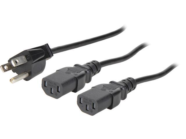 StarTech.com PXT101Y10 10 Ft Computer Power Cord-NEMA 5-15P to 2X C13 Y-Cable Black