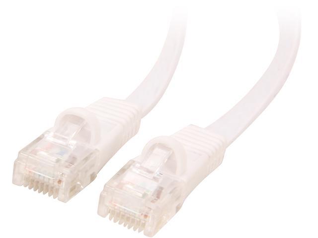 Coboc CY-CAT5E-07-White 7ft. 30AWG Cat 5E White Color 350MHz UTP Flat Ethernet Stranded Copper Patch cord /Molded Network lan Cable