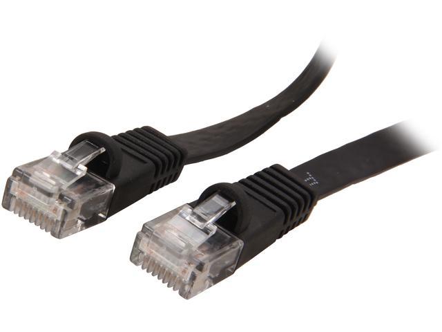 Coboc CY-CAT5E-25-Black 25ft. 30AWG Cat 5E Black Color 350MHz UTP Flat Ethernet Stranded Copper Patch cord /Molded Network lan Cable