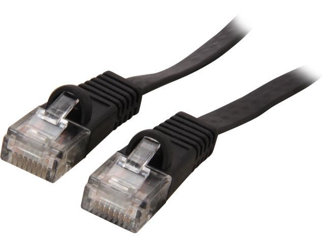 Coboc CY-CAT6-100-Black 100ft. 32AWG Cat 6 Black Color 550MHz UTP Flat Ethernet Stranded Copper Patch cord /Molded Network lan Cable