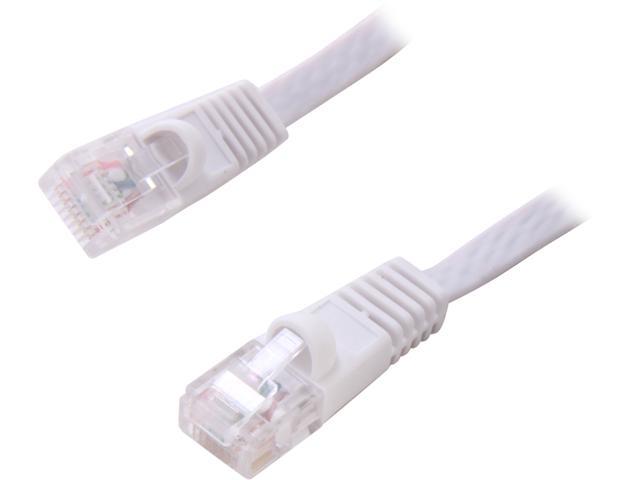 Coboc CY-CAT6-07-White 7ft. 32AWG Cat 6 White Color 550MHz UTP Flat Ethernet Stranded Copper Patch cord /Molded Network lan Cable