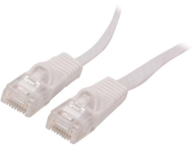 Coboc CY-CAT6-30-White 30ft. 32AWG Cat 6 White Color 550MHz UTP Flat Ethernet Stranded Copper Patch cord /Molded Network lan Cable