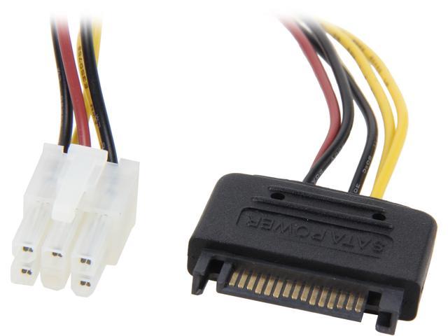 Dual 15-Pin SATA Power to 6-Pin PCI-E PCI Express Adapter Cable Wire for Video Card 