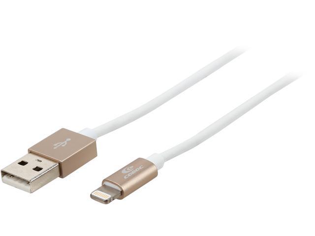 [Apple MFi Certified] Coboc Premium Soft-touch White 3 ft. 8-Pin Lightning to USB Charge and Sync Cable with Golden Aluminum Connector Heads