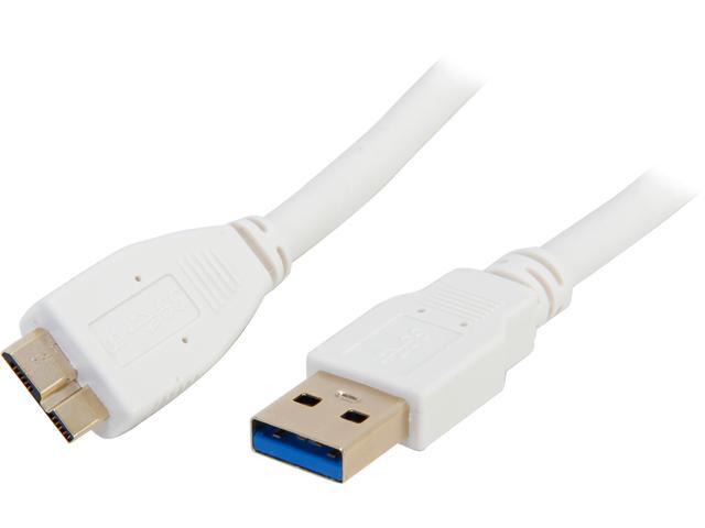 Coboc CY-U3-AMicBMM-3-WH 3ft SuperSpeed 5Gbps USB 3.0  A Male to Micro B Male Cable,Gold Plated,White,M-M