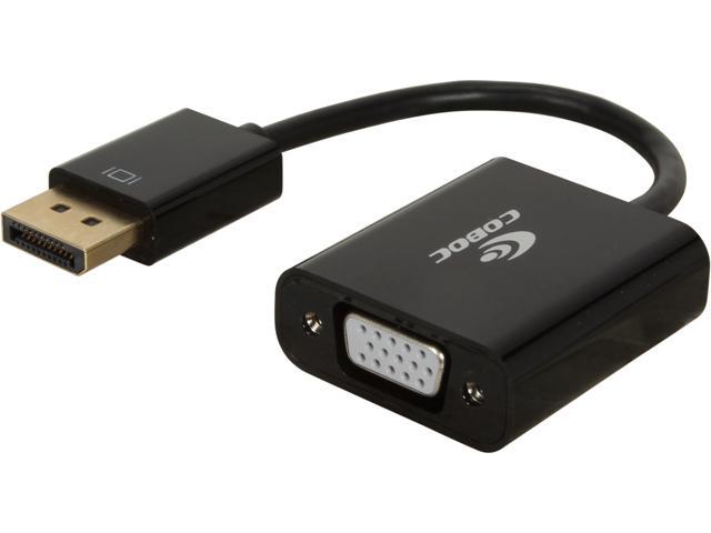 Coboc CL-AD-DP2VGA-6-BK 6-inch Dongle-style DisplayPort to VGA Active Adapter Converter, Gold Plated, Black - DP to VGA - 1920 x 1200 Resolution