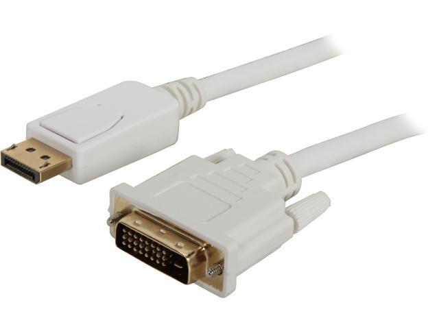 Coboc CL-DP2DVI-6-WH 6 ft. 28AWG DisplayPort Male to DVI-D(24+1) Male Passive Adapter Converter Cable,Gold Plated,White -DP to DVI - 1920 x 1200 Resolution