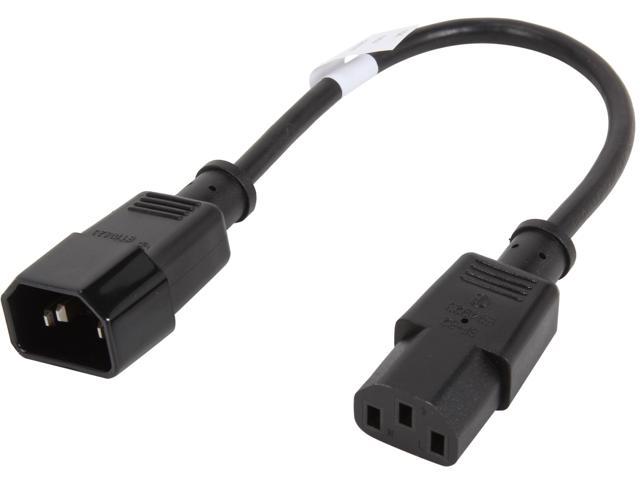 Coboc PW-18C13C14-1-BK 1ft 18AWG Computer Power Cord Extension  Cable w/ 3 Conductor PC/Monitor (IEC320C13 to IEC320 C14),Black