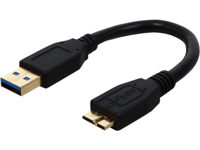 Coboc CY-U3-AMicBMM-0.5-BK 0.5ft/6inch Supperspeed 5Gbps USB 3.0 A Male to Micro B Male cable,Gold Plated,Black,M-M