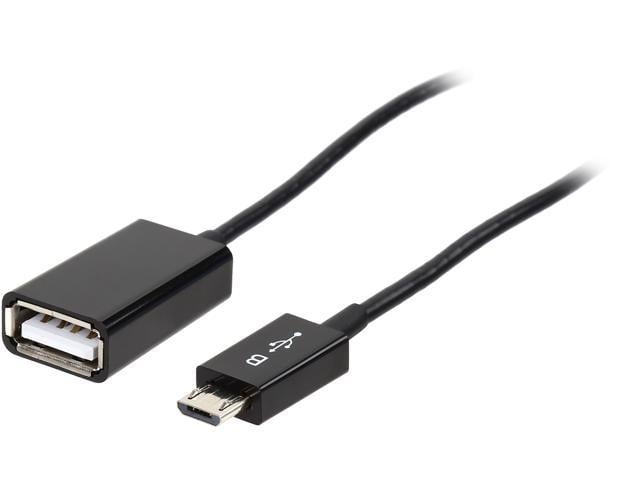 Coboc AD-SL-U2OTG-6BK Ultra Slim 6 inch Black USB 2.0 to Micro USB OTG Adapter for phone & tablet - Straight