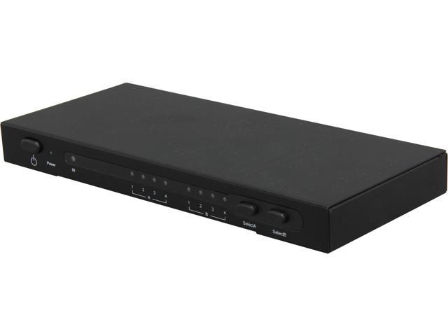 Coboc HM-MATRIX-4X2 2 Ports 4 in 2 out Amplified 4x2 Ture Matrix HDMI® Switcher & Splitter w/ 3D HDCP 1080P and IR Remote