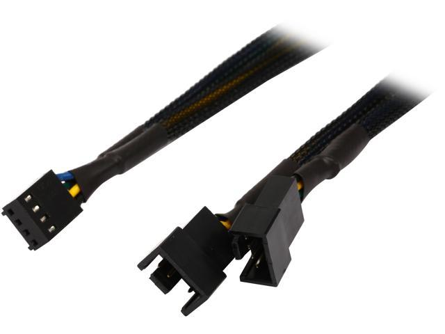 Coboc TX4SPL2-12 1 ft. Sleeved 12 inch 1 to Two(2) x 4-pin TX4 PWM Fan Power Splitter Cable (Net Jacket) Female to Male